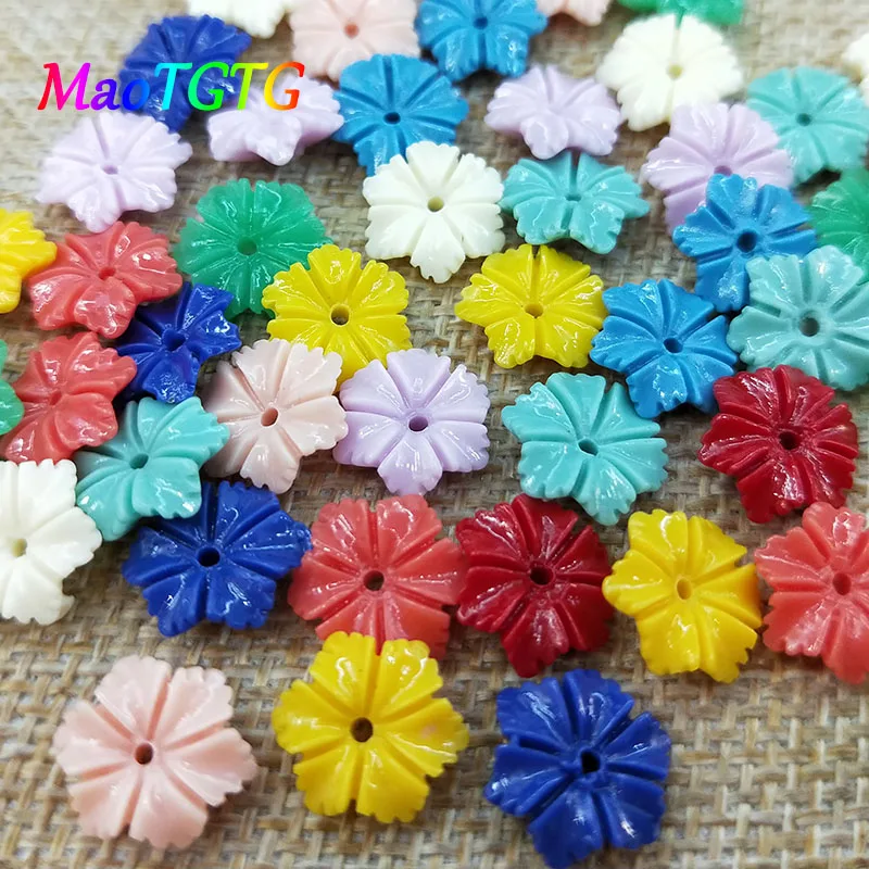 Смешанные Цвет шесть листовой Коралл бусины для изготовления ювелирных изделий