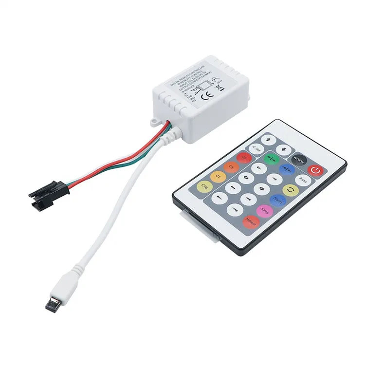 

24Key DC12V IR RGB Remote Controller For WS2812B Controller WS2811 200 Change Max 1000 Pixel LED Controller