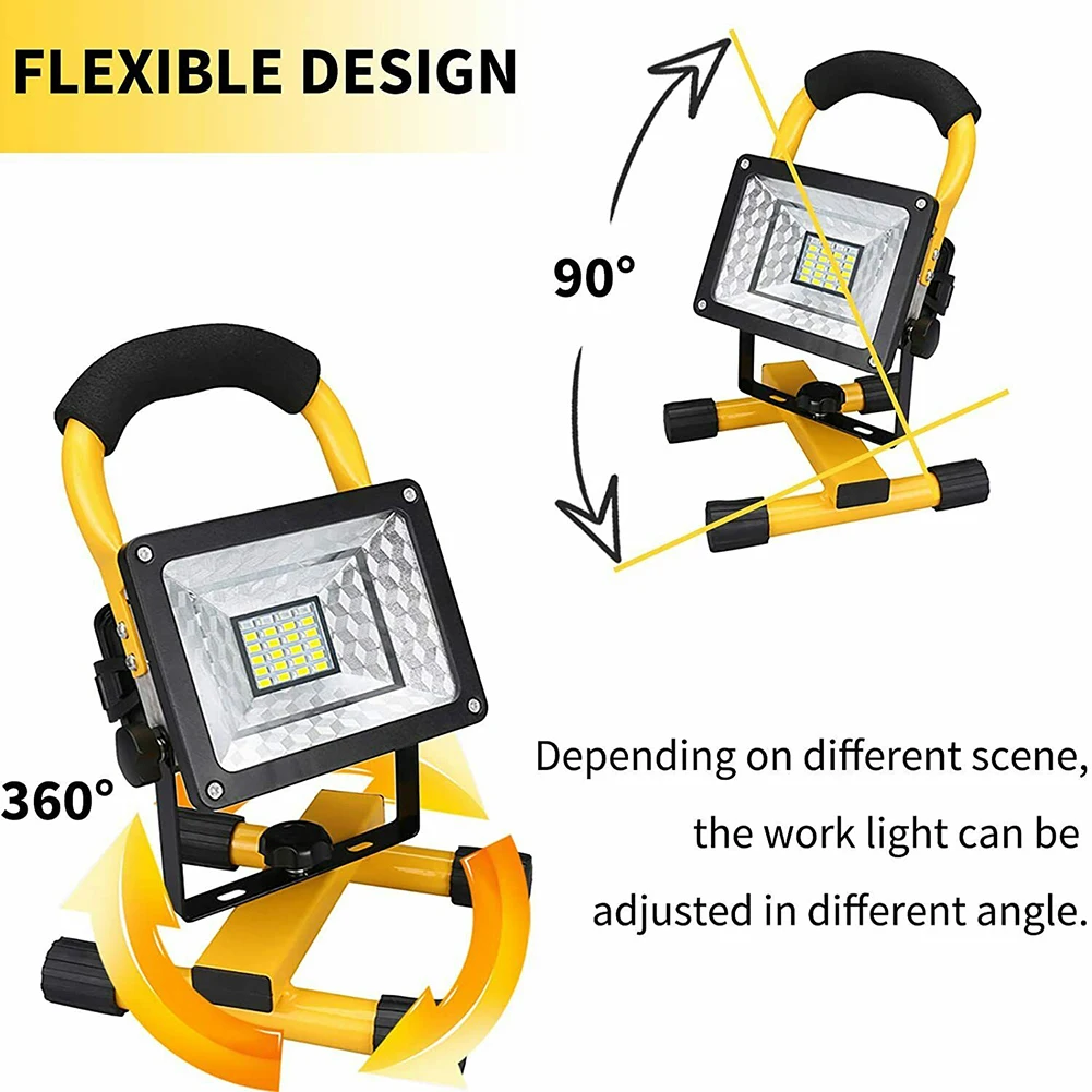 

Portable 30W Reflector 24 LED Rechargeable Flood Light Spotlight IP65 Waterproof Cordless Camping Construction Emergency Lamp