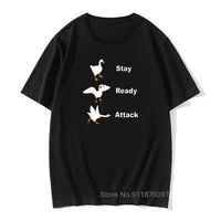 stay ready attack goose t shirt mens funny tops t shirt untitled goose game tee shirt camisas happy new year graphic shirt
