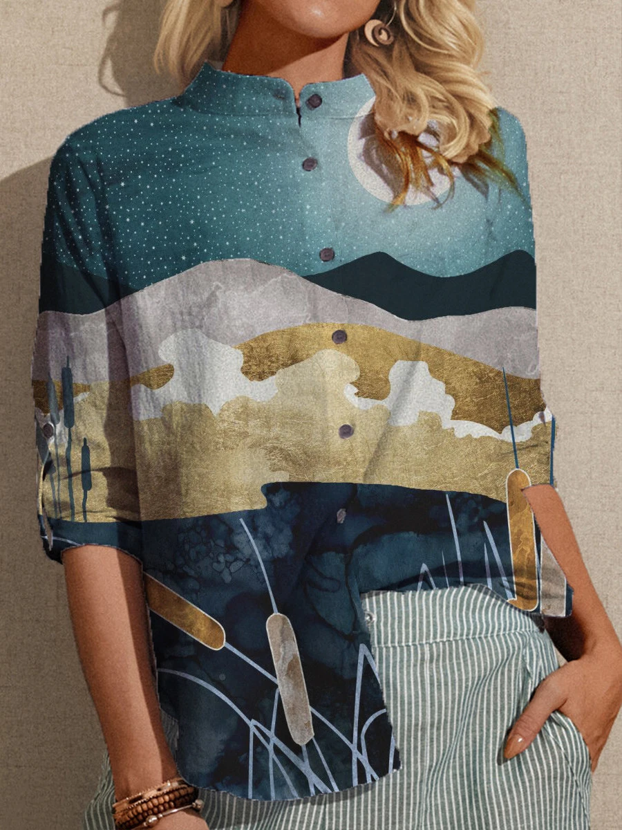 

Elegant Women Shirt Long Sleeve Printed Shirt Women Fashion Plus Size Top