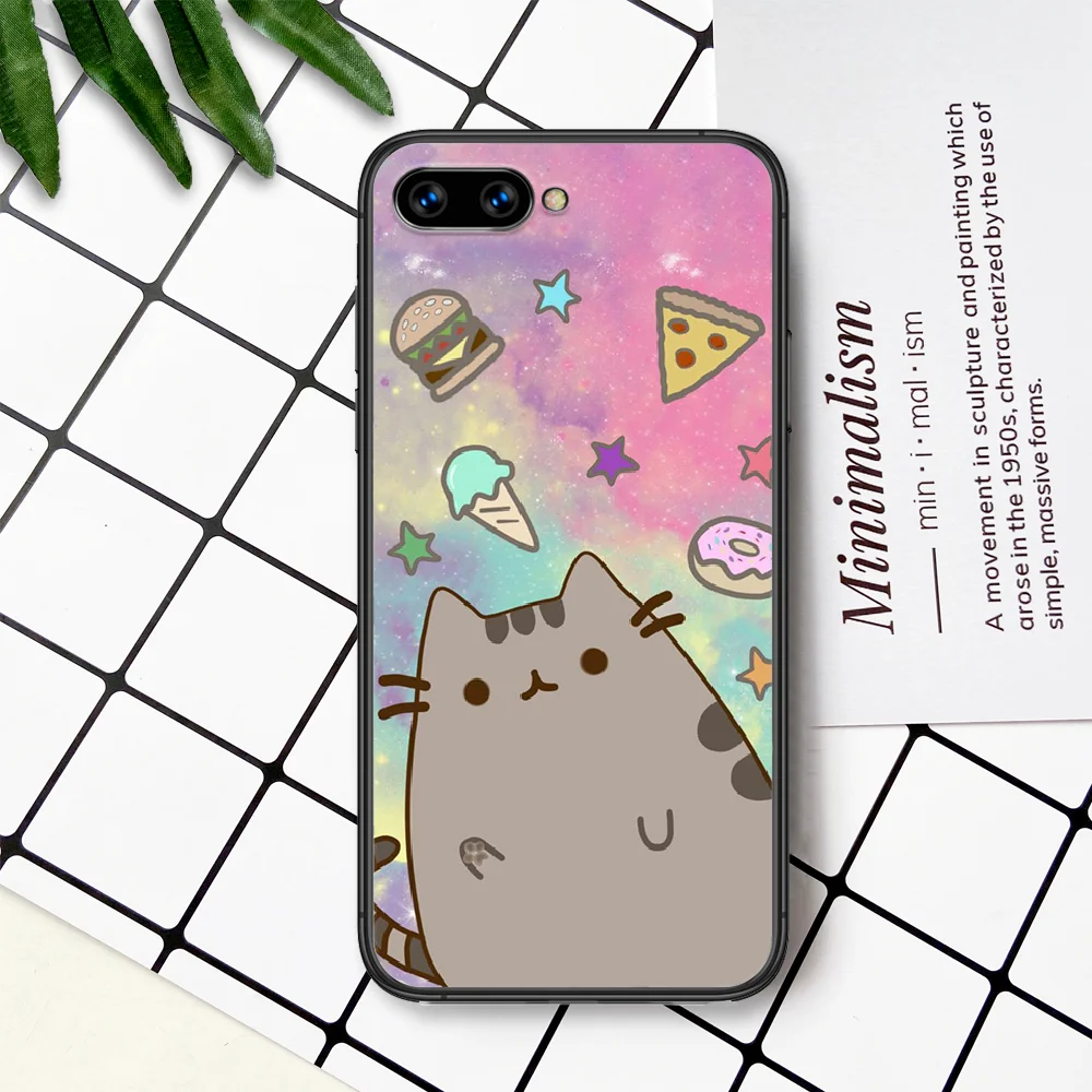 

Cartoon Cute Pusheen Phone Case For Huawei Honor 6A 7A 7C 8 8A 8X 9 9X 10 10i 20 Lite Pro Play black Bumper Silicone Shell
