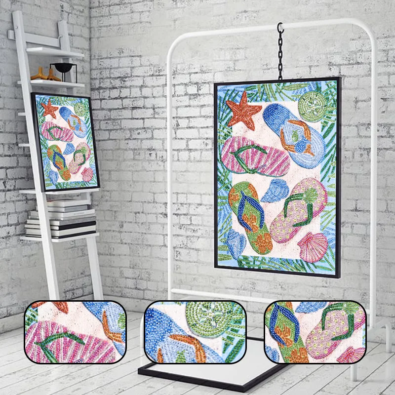 

Набор для алмазной живописи, комплект пляжных сандалий 5D особой формы для алмазной мозаики «сделай сам», украшение для дома, подвесная картина в подарок для комнаты