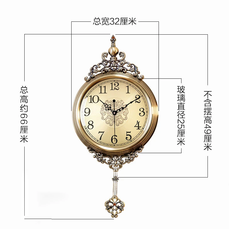 

Large Nordic Wall Clock Vintage Metal Gold Living Room Wall Watches Home Decor Silent Movement Creative Quartz Clock Brass Gift
