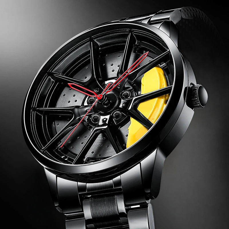 NIBOSI Мужские часы с автомобильным колесом TE37 модные водонепроницаемые спортивные