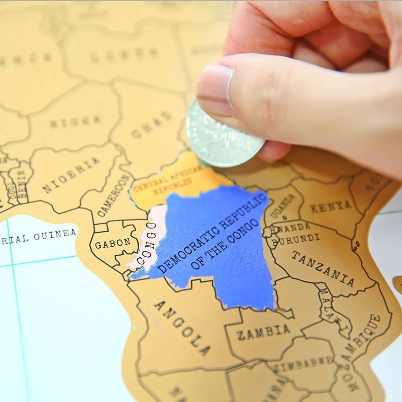 Роскошная красочная карта мира с царапинами для путешествий