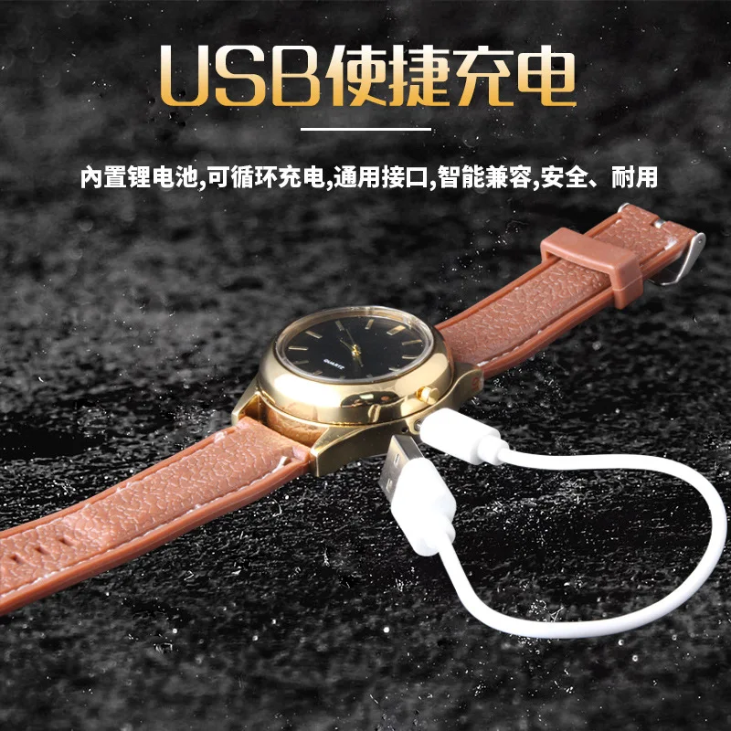 Электронная кожаная Зажигалка для часов с USB высококлассная перезаряжаемая