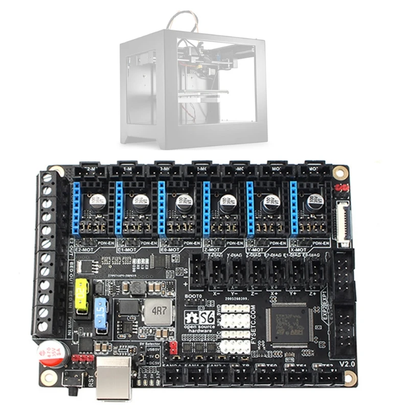 S6 V2.0 ARM 32 Bit XH Connector Control Board Support 6X TMC Drivers Uart/SPI Wire FYSETC master | Компьютеры и офис