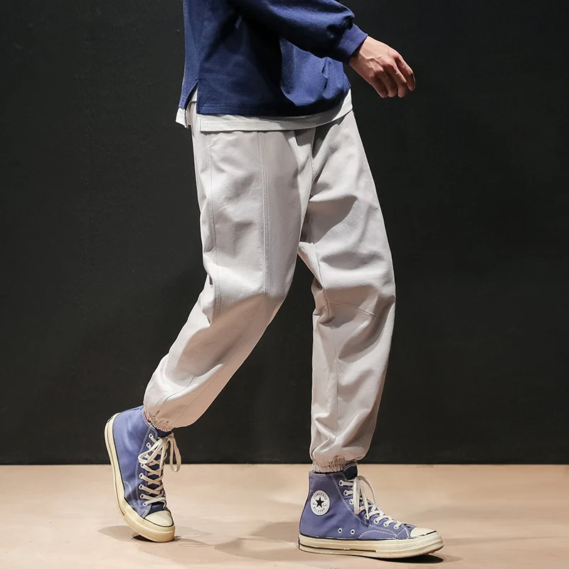 FUGOISM шаровары бежевые черные темно-зеленый мужские с эластичной резинкой на