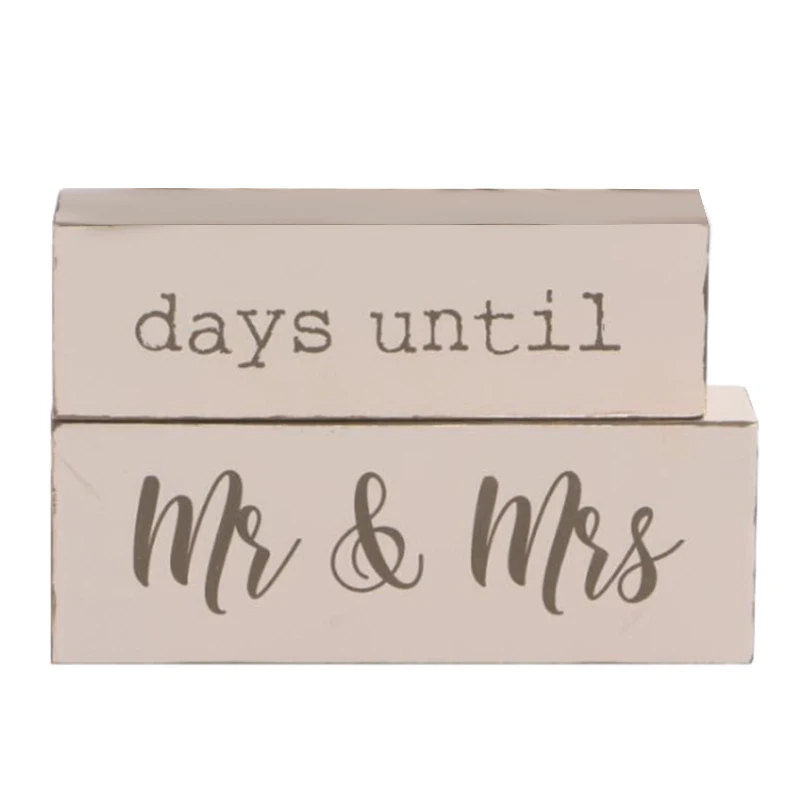 

Countdown Calendar Blocks Sign - Counting Down Days Until Mr & Mrs - Wooden Engagement Gift Set for Engaged Couples - Rustic ,6