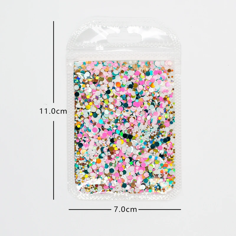 Mixed Size Holographic Round Shape Nail Glitter Flakes Sparkly 3D Colorful Sequins Spangles Polish Manicure Nails Art Decoration images - 6