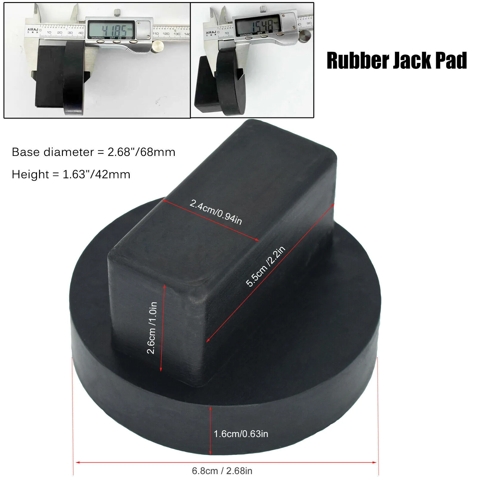 

Accessories Medium Jack Pad Black Lift Adaptor 1 Pcs 68mm X 42mm Approx