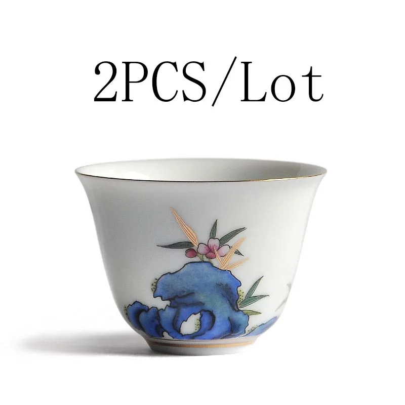 2 шт./лот 60 мл чайные чашки из керамического фарфора с красочной росписью офисные