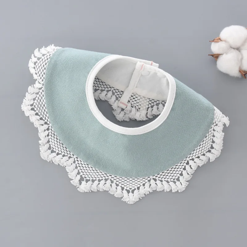 Girls Bib Cotton Waterproof Korean Style Round Saliva Towel Lace Embroidery Princess Newborn Baby Stuff Burp Cloths | Мать и ребенок