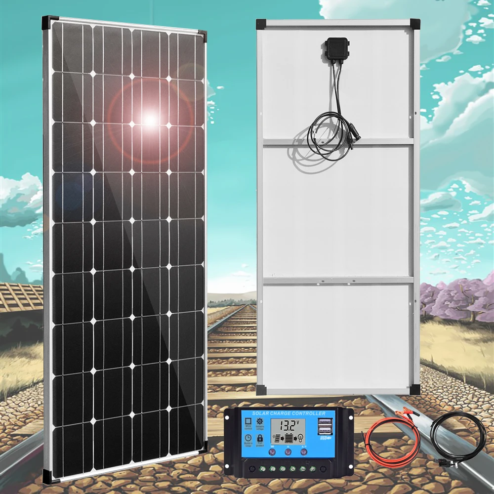 

Solar Panel 12v Kit Complete 150w Monocrystalline Battery Charger 5m 10m Extension Cable for Car RV Marine Boat Off Grid System
