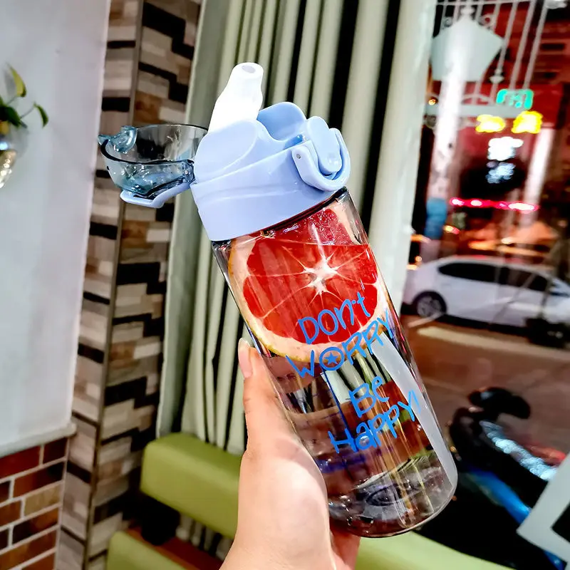 

Simple sports fitness straw water cup men's and women's plastic cup student Mori portable scale cup