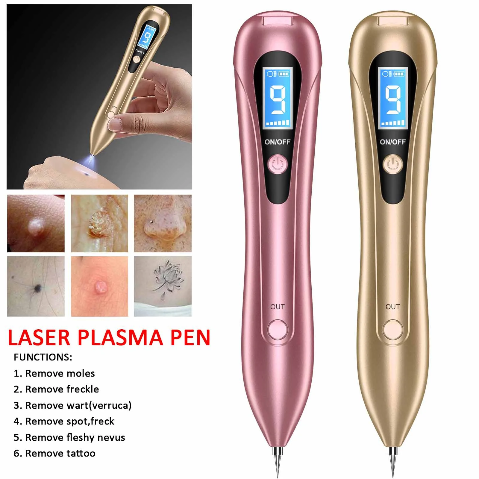 

Лазерная ручка для удаления родинок, с ЖК-дисплеем, 9 уровней