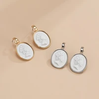 women jewelry vintage statement earrings 2021 new design hot selling metal oval white drop earrings for girl lady gifts