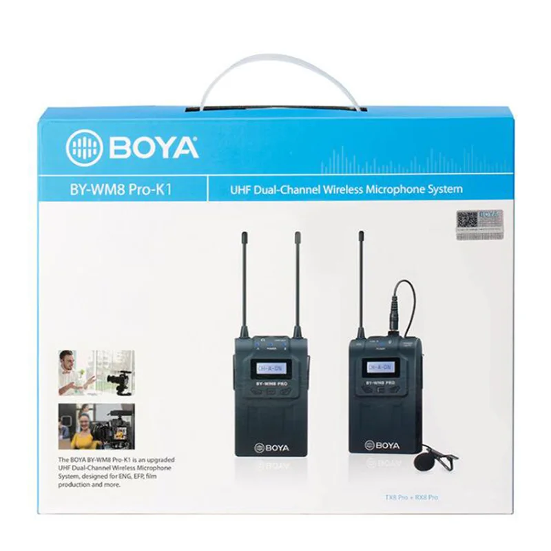 BOYA WM8 Pro-K1 K2 UHF Wireless Lavalier Microphone System Audio Recorder Transmitter+ Receiver for Canon Nikon DV Smartphone images - 6