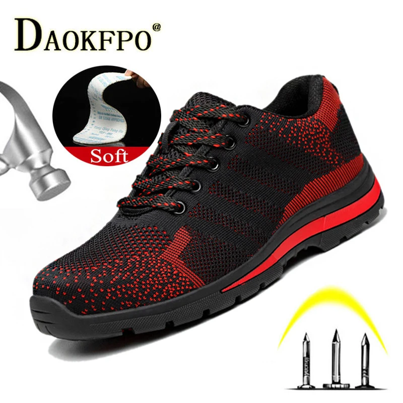 DAOKFPO Брендовые мужские летающие тканевые рабочие защитные ботинки большие