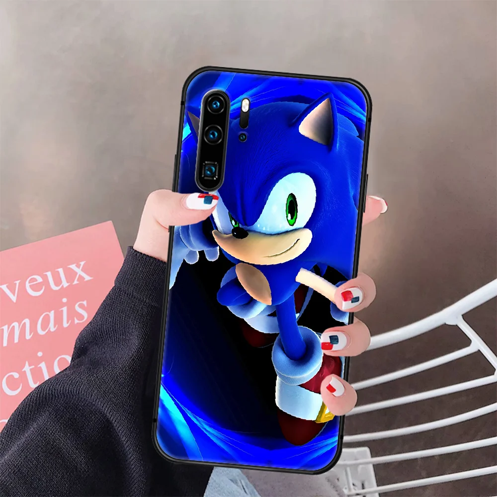 

Cartoon Blue Sonic Hedgehog Phone Case Cover Hull For Huawei P8 P9 P10 P20 P30 P40 Lite Pro Plus Smart Z 2019 black Funda