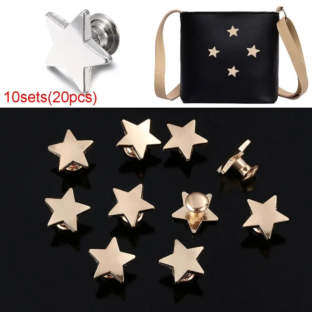 

10sets(20pcs) Stars Rivets DIY Clothing Bag Shoes Crafts Decoration Supplies Garment Sewing Glass Drill Nail Button