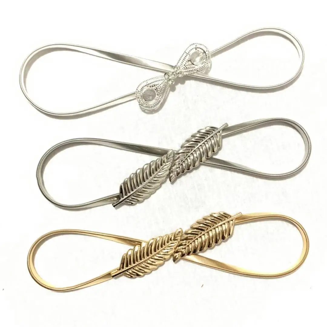 

Metal Leaf Waist Chain Elastic Belts For Women Ladies Waist Belt Thin Girdle Harajuku Streetwear Luxury Cinturon Waistband Fajas