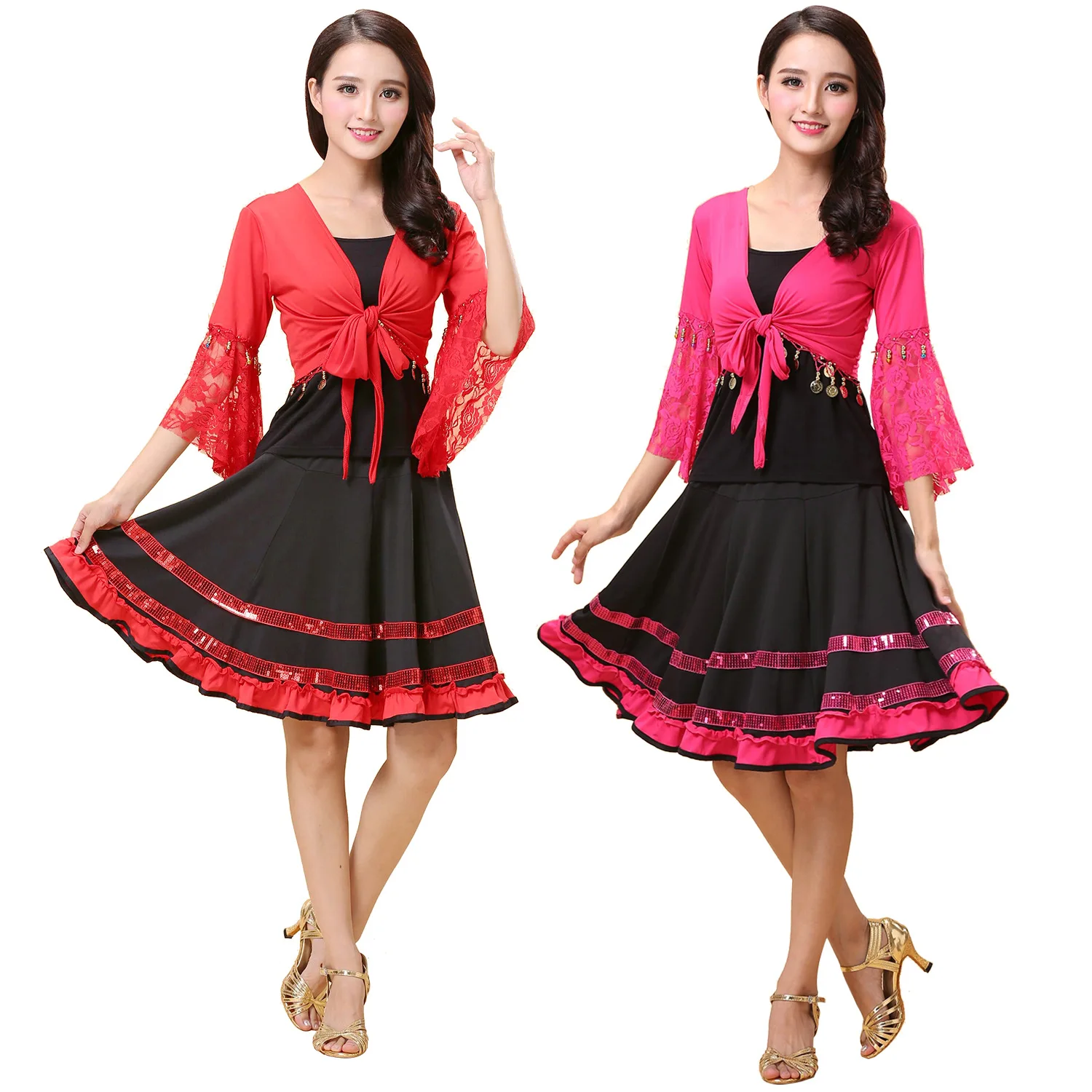 Женское платье для латиноамериканских танцев Кружевной Костюм самбы одежда