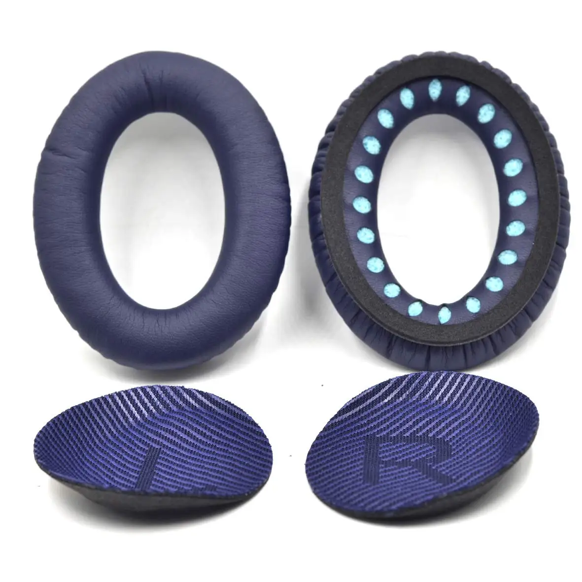 Сменные амбушюры из мягкой Протеиновой кожи и пены памяти синие для Bose тихие