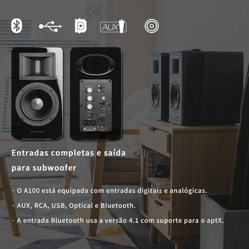 EDIFIER Airpulse A100 монитор с сенсорным Áudio Bluetooth 4,1 aptX Certificado de Áudio высокое resolução ВЧ de seda-cúpula AUX USB