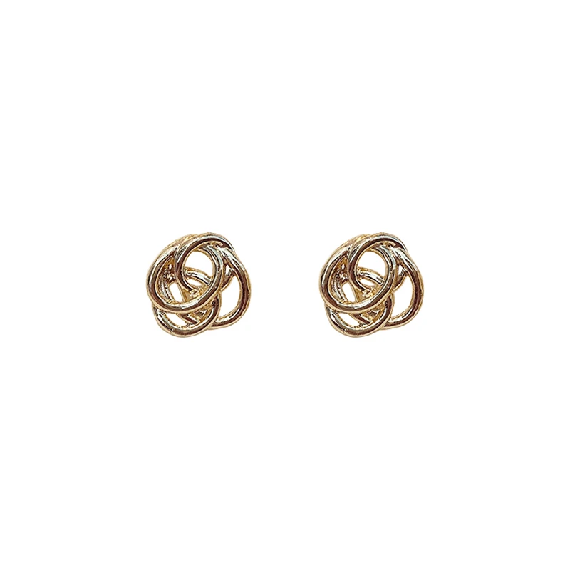 

925 Silver Needle Circle Intersecting Ear Stud Earrings for Women Piercing Jewelry