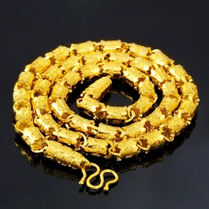 Luxury luxury six-character mantra barrel beads mens chain color imitation plated 24K gold cross-border new jewelry