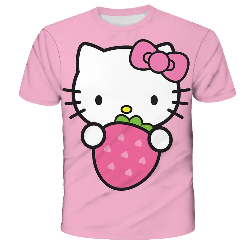 Футболка с принтом hello kitty Модная рубашка для девочек Высококачественный и