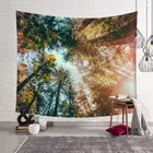 Психоделический гобелен с лесным лесом, настенное одеяло со звездным небом, украшение для фермерского дома, оконный гобелен, изголовье кровати, шаль для йоги из полиэстера