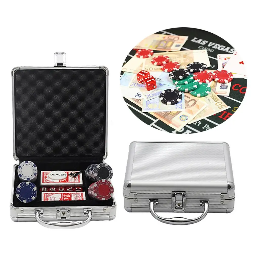 Покерный набор Texas Hold'em алюминиевый чехол с чипом для казино 100/200/300 шт. баккара