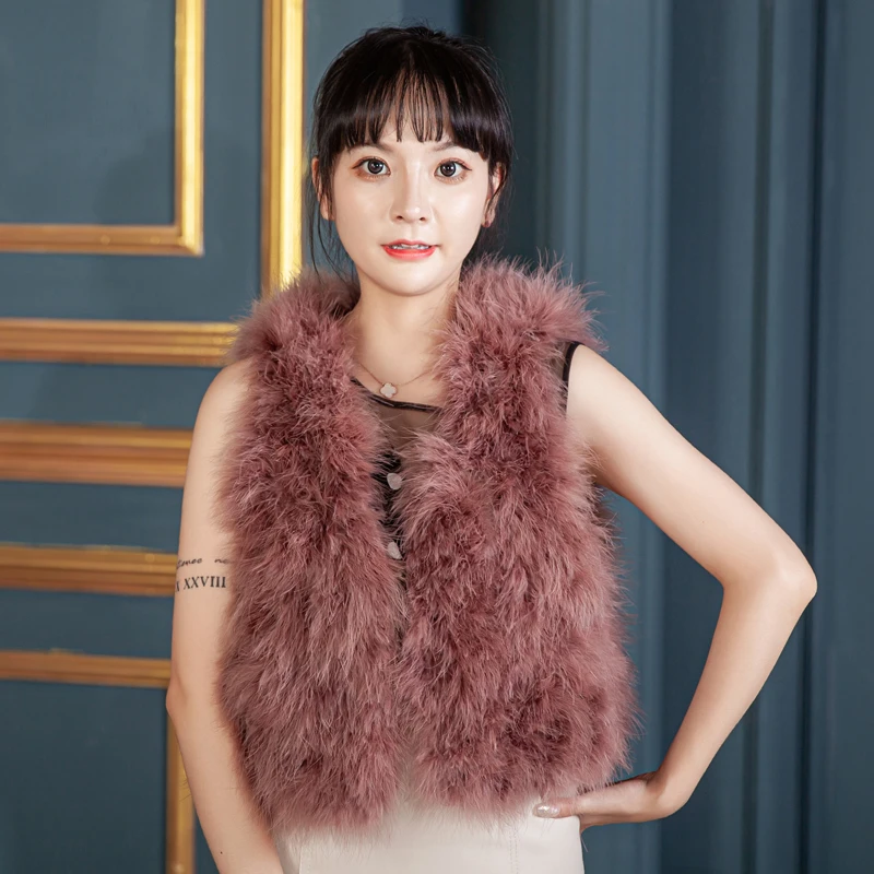 Куртка из натурального страусиного меха, без рукавов, осень 2020, корейская мода, короткая, однотонная, A250 от AliExpress RU&CIS NEW