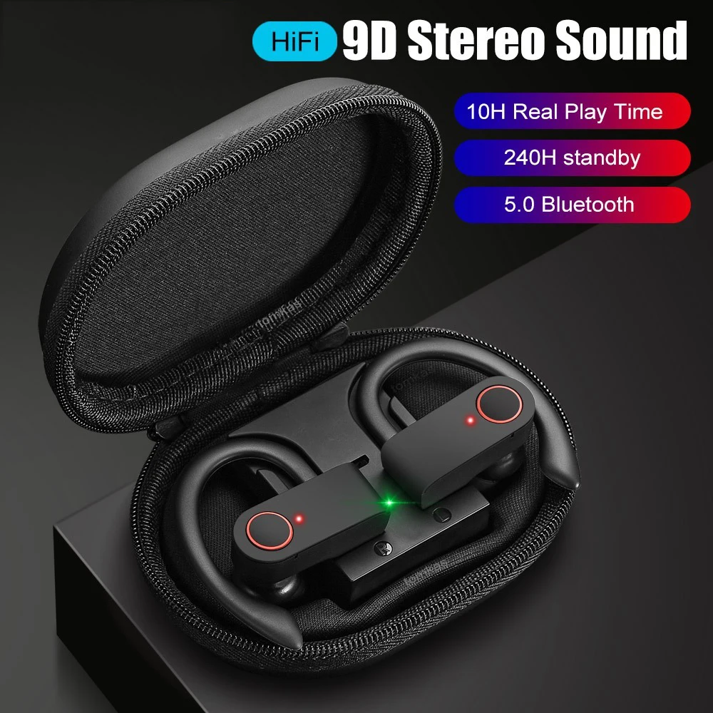A9 наушники вкладыши TWS с Беспроводной Bluetooth 5 0 спортивные Ушные крючки для бега