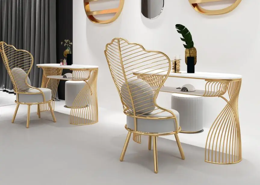 

Net red manicure table and chair set marble simple modern single double manicure table manicure table sofa table chair