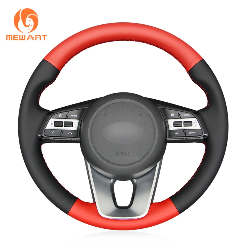 Сшитая вручную черная оплетка рулевого колеса MEWANT из искусственной кожи для Kia K5