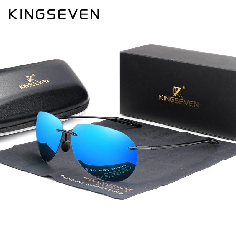 Солнцезащитные очки без оправы KINGSEVEN черно красные солнцезащитные TR90 лето