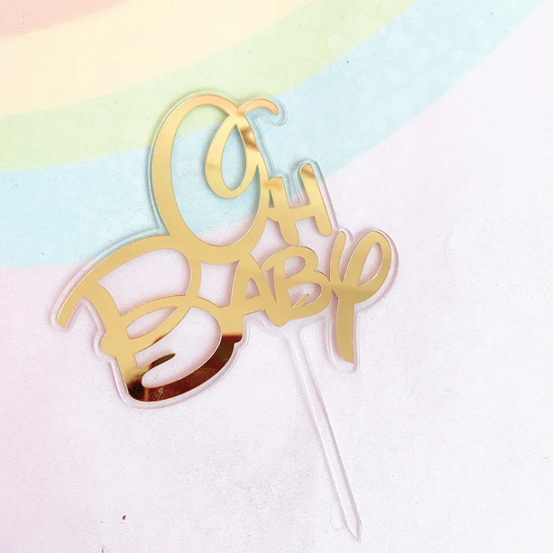 

1PC Oh Baby Cake Toppers Baby Birthday Party Cups Cake Dessert Table Inserts Party Bakery Cake Flag Cake Decoration Accessories