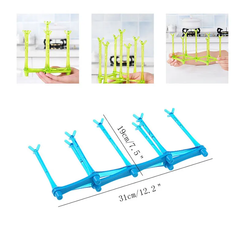 

Cup Storage Rack Creative Tensile Drain Eco-friendly Cup Holder Colorful Folding Home Kitchen Storage Cup Storage Holder