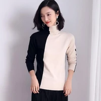 Women sweaters high quality autumn clothing for female fashion turtleneck pullovers Solid color full sleeve knitted girl tops