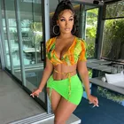 Соблазнительный бандажный комплект из двух предметов для отпуска 2021, модная женская летняя одежда, короткий топ и мини-юбка, подходящие комплекты