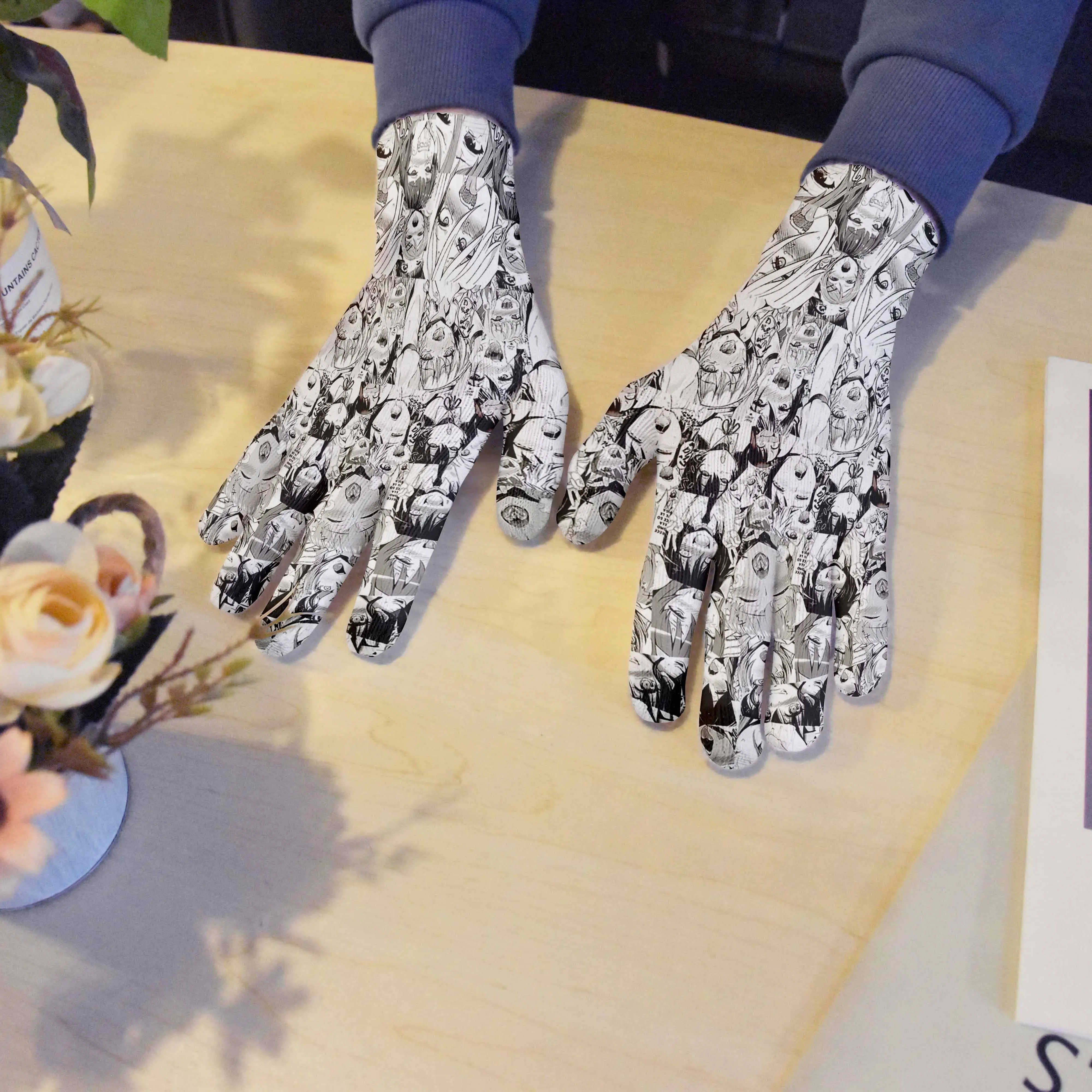 new anime cartoon knitted gloves men women high quality funny mittens for mobile phone tablet pad warm skiing garden work gloves free global shipping