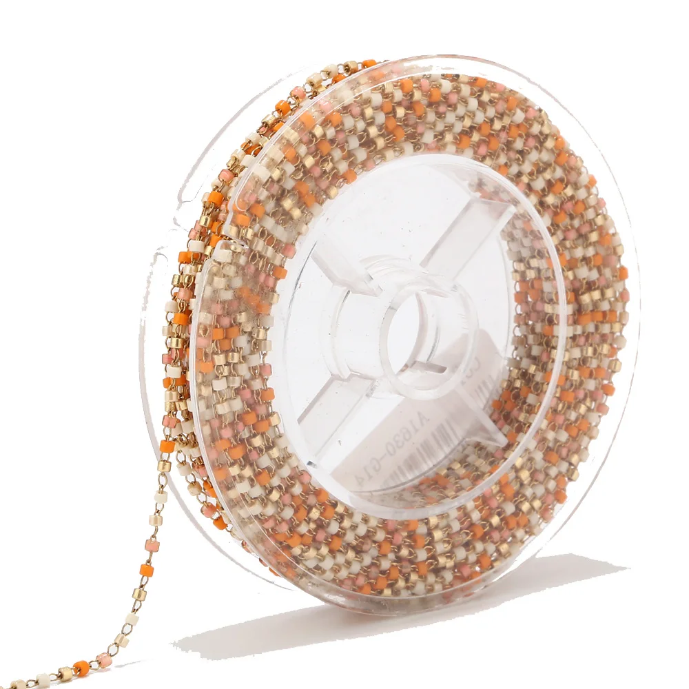 Цепь из нержавеющей стали с японскими бусинами для изготовления ювелирных