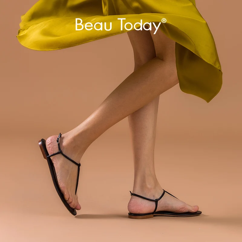 Босоножки BeauToday женские на плоской подошве сандалии гладиаторы из микрофибры с Т