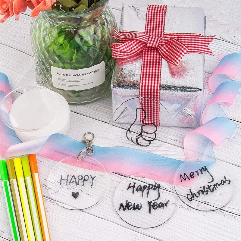 

50Pcs Acrylic Circle Blanks Clear Acrylic Rounds with Hole 2 Inch Acrylic Blank for Keychain Pendant DIY Jewelry Making