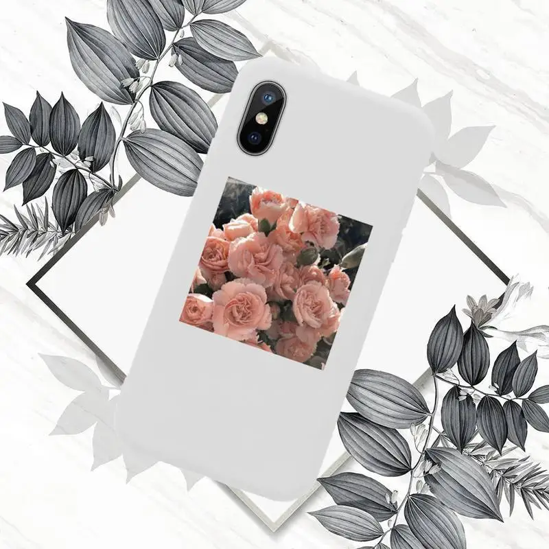 

Art flowers Beautiful fashion Phone Case White Candy Color for iPhone 11 12 mini pro XS MAX 8 7 6 6S Plus X SE 2020 XR