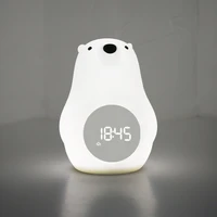 modern big white wake up bear clock night light for bedroom atmosphere voice control touch lights charging bedside night light